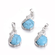 Synthetic Turquoise Pendants, with Platinum Tone Brass Findings, Swan, 30.8x18.8x8.5mm, Hole: 7x5mm(G-L512-N02)