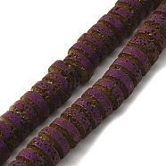 Electroplated Natural Lava Rock Beads Strands, Flat Round/Disc, Heishi Beads, Purple Plated, 7x3mm, Hole: 3mm, about 123pcs/strand, 16.14''(41cm)(G-Q1009-F01-01D)