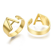 Alloy Cuff Finger Rings, Cadmium Free & Nickel Free & Lead Free, Alphabet, Golden, Letter.A, US Size 8(18.1mm)(X-RJEW-S038-195A-G-NR)
