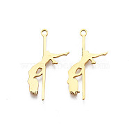 201 Stainless Steel Pendants, Dancer, Real 18K Gold Plated, 25x13.5x1mm, Hole: 1.5mm(X-STAS-N091-137LG)