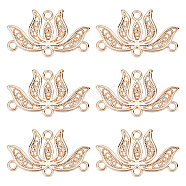16Pcs Brass Chandelier Components Links, Lotus Flower, Real 18K Gold Plated, 12.5x22x1mm, Hole: 1.5mm(KK-BBC0004-64)