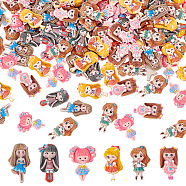 120Pcs 6 Styles Opaque Resin Cabochons, Girl, Mixed Color, 22~24.5x12~16.5x4~5mm, 20pcs/style(CRES-GL0001-06)