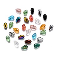 Mixed Style Glass Beads, Faceted, Teardrop, Mixed Color, 12x8mm, Hole: 1.6mm, about 100pcs/bag(X-GLAA-O021-01C-M)