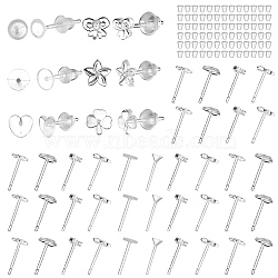 120Pcs 6 Style Bowknot & Heart & Clover & Flower & Flat Round Plastic Stud Earring, with Ear Nuts, Clear, 4~12x4~6.5mm, Pin: 0.8mm, 20Pcs/style(DIY-SZ0008-98)