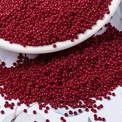 MIYUKI Round Rocailles Beads, Japanese Seed Beads, (RR408D) Opaque Dark Red, 15/0, 1.5mm, Hole: 0.7mm, about 5555pcs/bottle, 10g/bottle(SEED-JP0010-RR0408D)