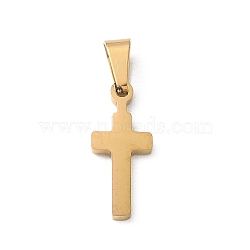 304 Stainless Steel Pendants, with 201 Stainless Steel Snap on Bails, Cross Charms, Ion Plating(IP), Golden, 21x9x2mm, Hole: 6.5x4mm(SA-CBA34D4-10G)