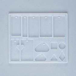 DIY Pendant Silicone Molds, Resin Casting Molds, For UV Resin, Epoxy Resin Jewelry Making, Mixed Shapes, White, 147x123x8mm, Hole: 3.2~4.2mm(AJEW-P041-01)