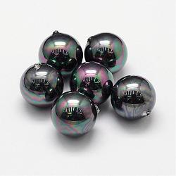 Shell Pearl Beads, Grade A, Round, Half Drilled, Black, 8mm, Hole: 1mm(BSHE-L031-02-8mm)