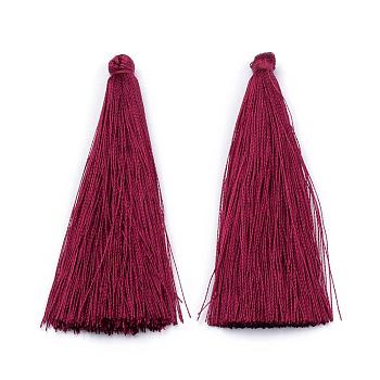 Nylon Tassel Big Pendant Decorations, Medium Violet Red, 65~70x8~10mm