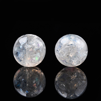 Transparent Resin Beads, with Shell, Round, Clear, 12x11.5mm, Hole: 1.5~3mm