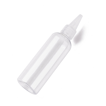 (Defective Closeout Sale for Scratch)Plastic Empty Bottle for Liquid, with Pointed Mouth Top Cap, Clear, 15cm, Capacity: 100ml(3.38fl. oz)