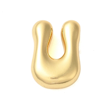 Rack Plating Brass Pendants, Cadmium Free & Lead Free, Long-Lasting Plated, Real 18K Gold Plated, Letter U, 18x12x5mm, Hole: 1.8x2.5mm