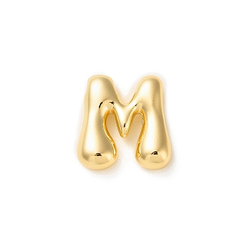 Brass Pendants, Real 18K Gold Plated, Letter M, 22x21x7mm, Hole: 2.5x3mm