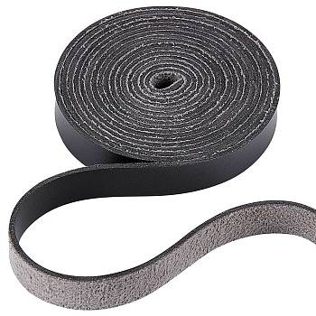 PU Imitation Leather Cord, for Clothing, Flat, Black, 12.5x1.8mm, about 2.19 Yards(2m)/Roll