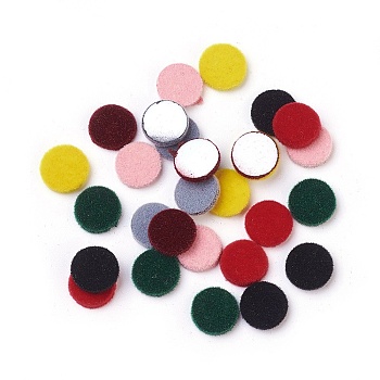 Flocky Acrylic Cabochons, Flat Round, Mixed Color, 9.5~10x2mm