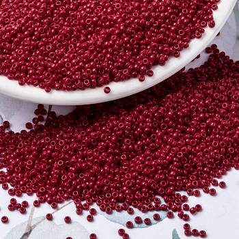 MIYUKI Round Rocailles Beads, Japanese Seed Beads, (RR408D) Opaque Dark Red, 15/0, 1.5mm, Hole: 0.7mm, about 5555pcs/bottle, 10g/bottle