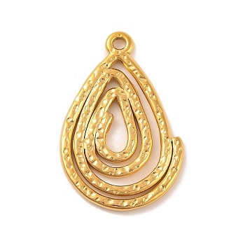 Ion Plating(IP) 304 Stainless Steel Pendants, Real 18K Gold Plated, Teardrop, 28.5x18.5x1.5mm, Hole: 1.6mm