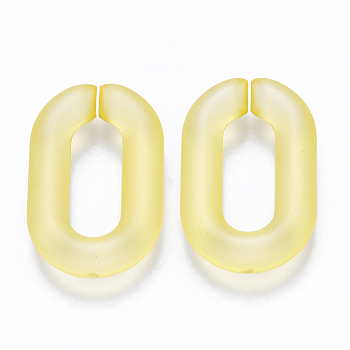 Transparent Acrylic Linking Rings, Quick Link Connectors, for Cable Chains Making, Frosted, Oval, Yellow, 31x19.5x5.5mm, Inner Diameter: 19.5x7.5mm