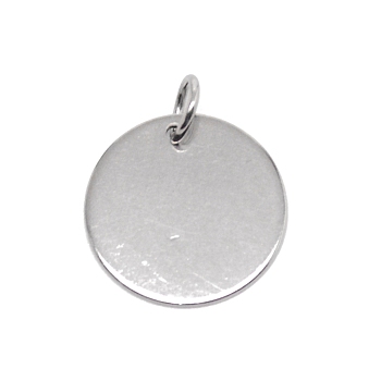 201 Stainless Steel Flat Round Tag Pendants, with Jump Rings, Stainless Steel Color, 20x1mm, Hole: 5mm