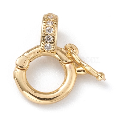 Brass Micro Pave Clear Cubic Zirconia Twister Clasps(ZIRC-A014-07)-2