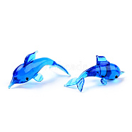 Handmade Lampwork Home Decorations, 3D Dolphin Ornaments for Gift, Royal Blue, 59.5~63x22.5~26x25.5~28mm(LAMP-T011-51)