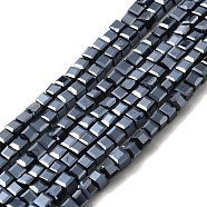 Cube Shaped Black Plated Crystal Glass Beads Strands, Faceted, Black Plated, 2x2x2mm, Hole: 1mm, about 101pcs/strand, 9 inch(EGLA-F013-J01)