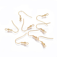 304 Stainless Steel Earring Hooks, with Horizontal Loop, Golden, 19.5x3mm, Hole: 2mm, 22 Gauge, Pin: 0.6mm(STAS-L226-091G)