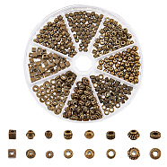 400Pcs 8 Styles Tibetan Style Alloy Spacer Beads, Cadmium Free & Lead Free, Round & Bicone & Column, Mixed Shapes, Antique Bronze, 4~6x4~4.5mm, Hole: 1~3mm, 50pcs/style(FIND-NB0003-35)