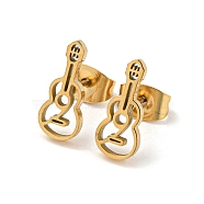 Golden 304 Stainless Steel Stud Earrings for Women, Guitar, 12x5mm(EJEW-E294-01G-03)