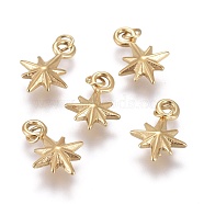 Ion Plating(IP) 304 Stainless Steel Charms, with Jump Rings, Eight-Pointed Star, Golden, 11x8x2.5mm, Hole: 1.2mm(STAS-I164-020A)