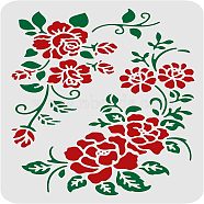 Large Plastic Reusable Drawing Painting Stencils Templates, for Painting on Scrapbook Fabric Tiles Floor Furniture Wood, Rectangle, Flower Pattern, 297x210mm(DIY-WH0202-064)