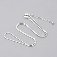 Brass Snake Chain Necklaces, with Lobster Claw Clasps, Silver Color Plated, 18.5 inch(47.2cm), 1.2mm(X-MAK-T006-11A-S)