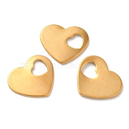 Ion Plating(IP) 304 Stainless Steel Pendants, Laser Cut, Stamping Blank Tag, Heart Charms, Golden, 15.5x18x1mm, Hole: 5x6mm(STAS-M004-04G)