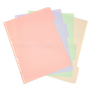 A4 PP Plastic Binder Index Divider Sheets, 30 Holes Tab Divider for Notebook, Rectangle, Mixed Color, 290x215x0.1mm, Hole: 5.3mm & 7.7mm, 4pcs/set(FIND-WH0037-03B)