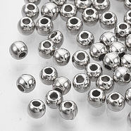 CCB Plastic Beads, for DIY Jewelry Making, Round, Platinum, 3x2.5mm, Hole: 1.2mm, about 38000pcs/500g(CCB-N003-28A-P)