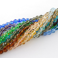 Glass Bead Strands, Faceted, Flat Round, Mixed Color, 10x7~8mm, Hole: 1mm(GLAA-R044-10mm-M)