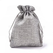 Polyester Imitation Burlap Packing Pouches Drawstring Bags, Light Grey, 13.5x9.5cm(ABAG-R004-14x10cm-11)
