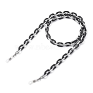 Eyeglasses Chains, Neck Strap for Eyeglasses, with Spray Painted CCB Plastic Cable Chains, 304 Stainless Steel Lobster Claw Clasps and Rubber Loop Ends, Silver, 27.56 inch(70cm)(AJEW-EH00203-02)