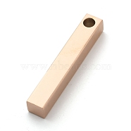 Ion Plating(IP) 304 Stainless Steel Pendants, Rectangle/Bar, Rose Gold, 30x5x5mm, Hole: 3mm(STAS-G208-04RG)