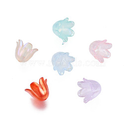 6-Petal Imitation Jelly Acrylic Bead Caps, AB Color Plated, Flower, Mixed Color, 11.5x10.5x8.5mm, Hole: 1.4mm, about 2100pcs/500g(JACR-T002-02A)