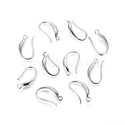 Brass Earring Hooks, with Horizontal Loop, Long-Lasting Plated, Platinum, 17x9.5~10x2.5mm, Hole: 1.6mm, 19 Gauge, Pin: 0.9mm(KK-G365-15P)