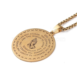 Praying Hand with The Lord's Prayer 304 Stainless Steel Pendant Necklace for Men Women, Golden, 23.23 inch(59cm)(NJEW-G098-01G)
