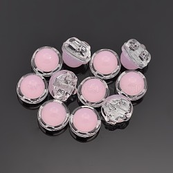 Sew on Taiwan Acrylic Imitation Jade, Garment Accessories, Half Round, Pink, 13x9mm, Hole: 1mm(SA08-10-AC-H22)