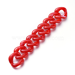 Handmade Acrylic Curb Chains, Twisted Chain, Imitation Gemstone, for Jewelry Making, Red, Link: 31.5x29.5x5.5mm, about 39.37 inch(1m)/strand(AJEW-JB00555-04)