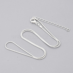 Brass Snake Chain Necklaces, with Lobster Claw Clasps, Silver Color Plated, 18.5 inch(47.2cm), 1.2mm(X-MAK-T006-11A-S)