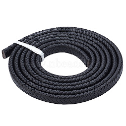 Flat Braided Leather Cord, for Necklace & Bracelet Making Accessories, Black, 12x6mm(WL-WH0003-09B)
