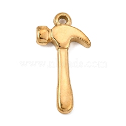 304 Stainless Steel Pendants, Hammer Charms, Ion Plating(IP), Real 18K Gold Plated, 27x14x3mm, Hole: 2.5mm(SA-CBA0563-31G)