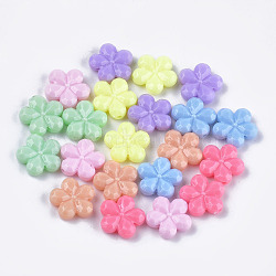Opaque Acrylic Beads, Faceted, Flower, Mixed Color, 13x14.5x3.5mm, Hole: 1.5mm, about 1050pcs/500g(MACR-S296-63)