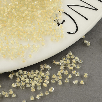 12/0 Glass Seed Beads, Inside Colors, Light Yellow, 2mm, about 30000pcs/pound