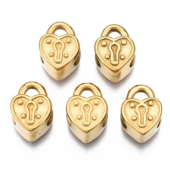 316 Surgical Stainless Steel Hanger Lings, Heart, Real 14K Gold Plated, 15.5x11x8mm, Hole: 4x3.5mm, inner diameter: 5mm